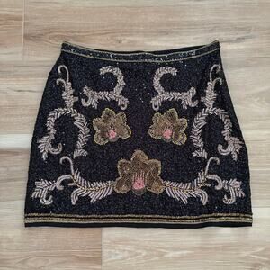 Zara Embroidered Embellished Mini Skirt M